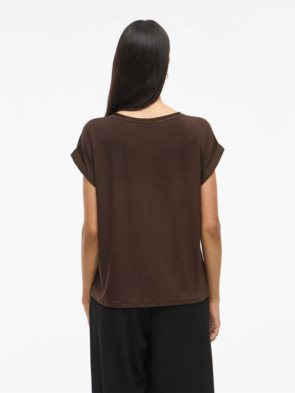 Viellette Satin Top-Coffee Bean