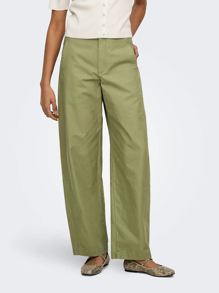 Jdyselma High Waist Barrel Trousers-Khaki