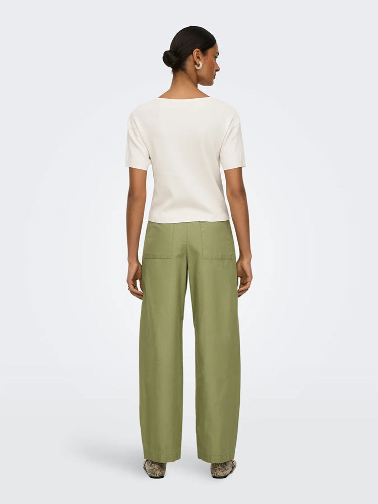 Jdyselma High Waist Barrel Trousers-Khaki