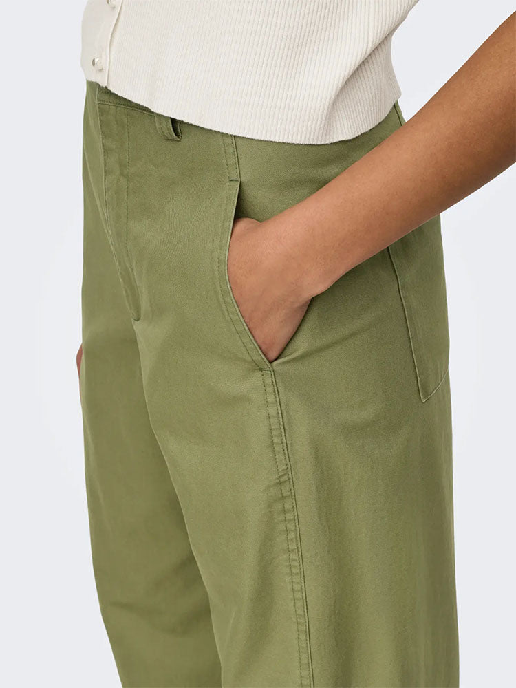 Jdyselma High Waist Barrel Trousers-Khaki