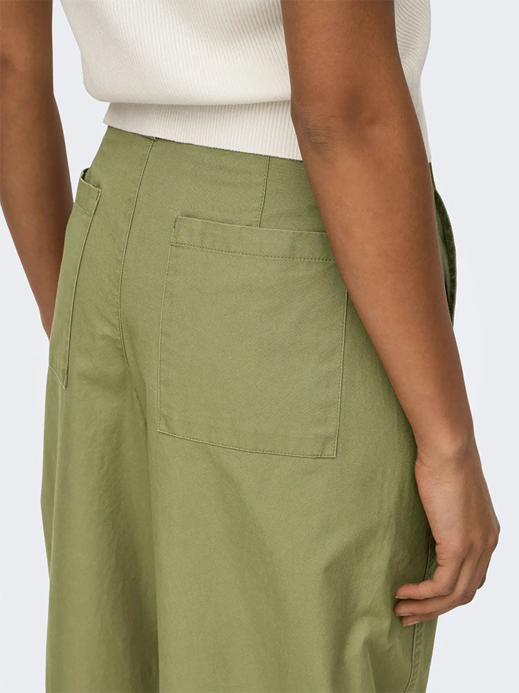 Jdyselma High Waist Barrel Trousers-Khaki