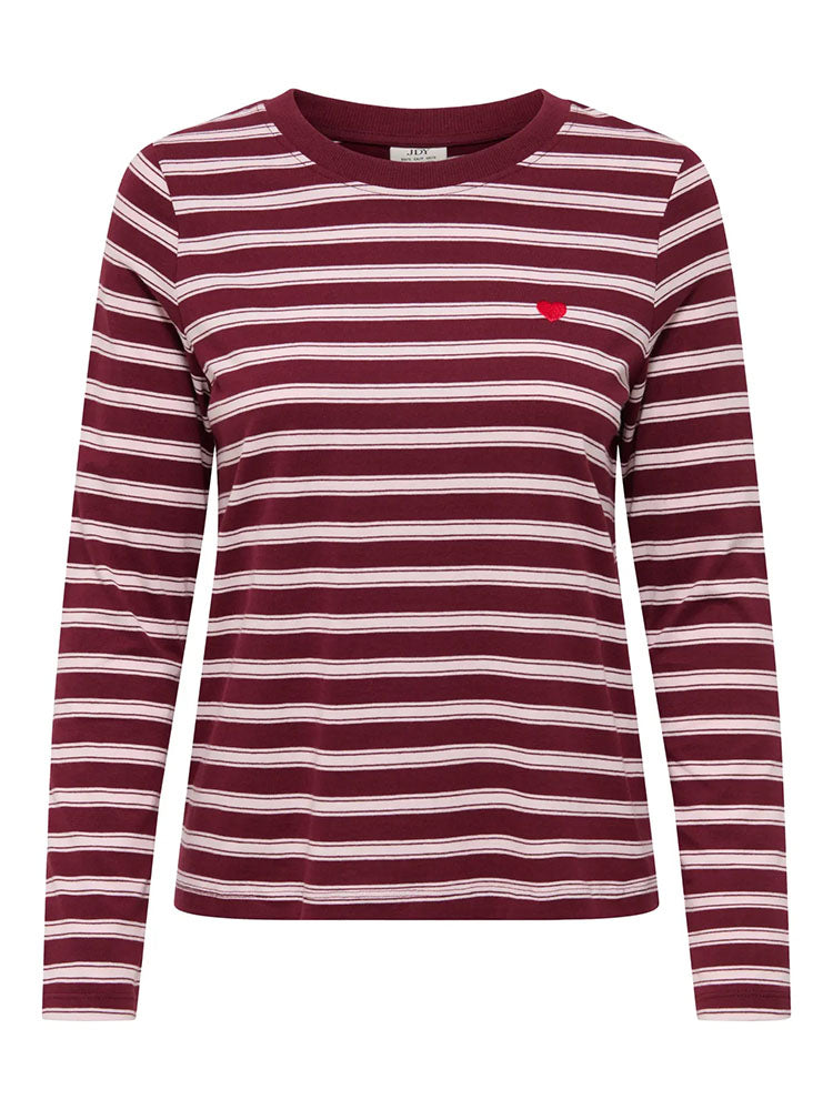 Jdypisa Long Sleeve Stripe Top-Windsor Wine/Pink