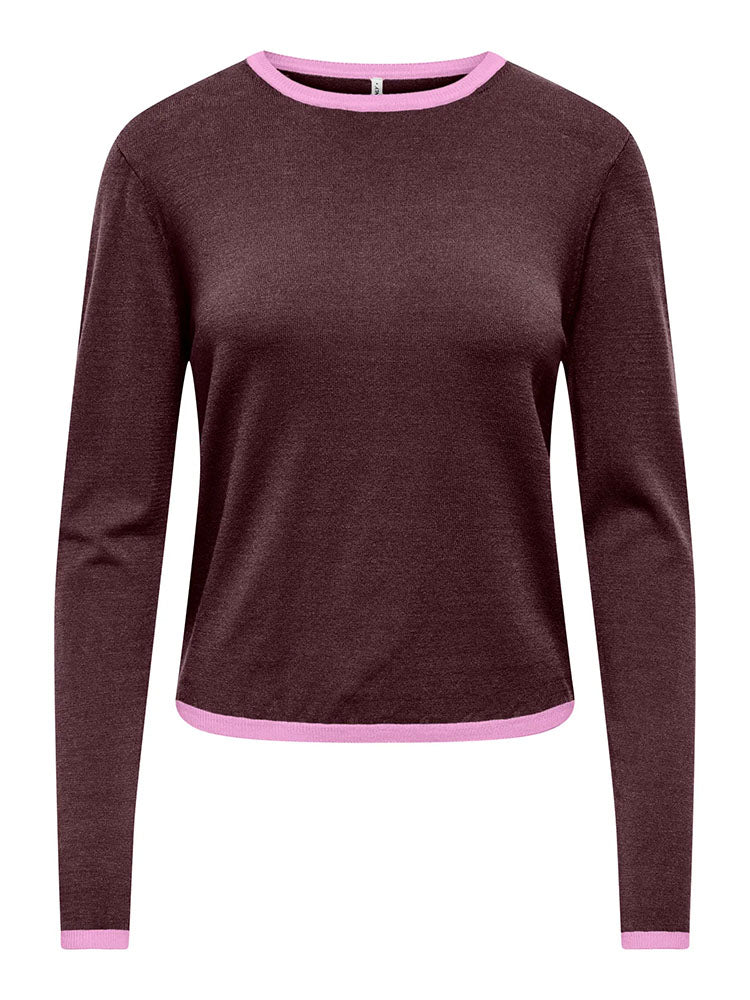 Onlconta Knit Sweater-Brown/Pink
