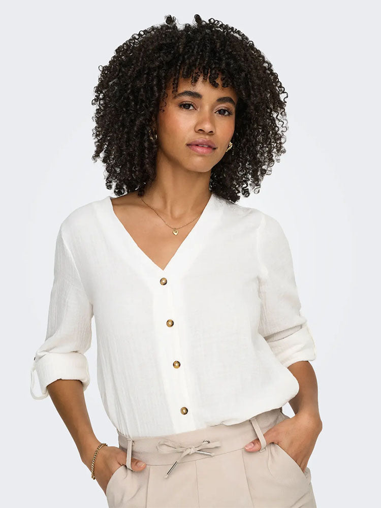 Onlthyra V-Neck Shirt-Off White