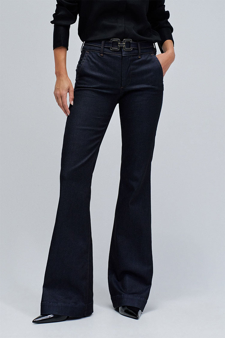 Salsa Secret Chino Push-In Flares-Indigo Denim