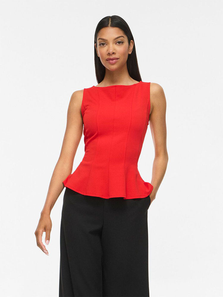 Viclara Boatneck Top-Red