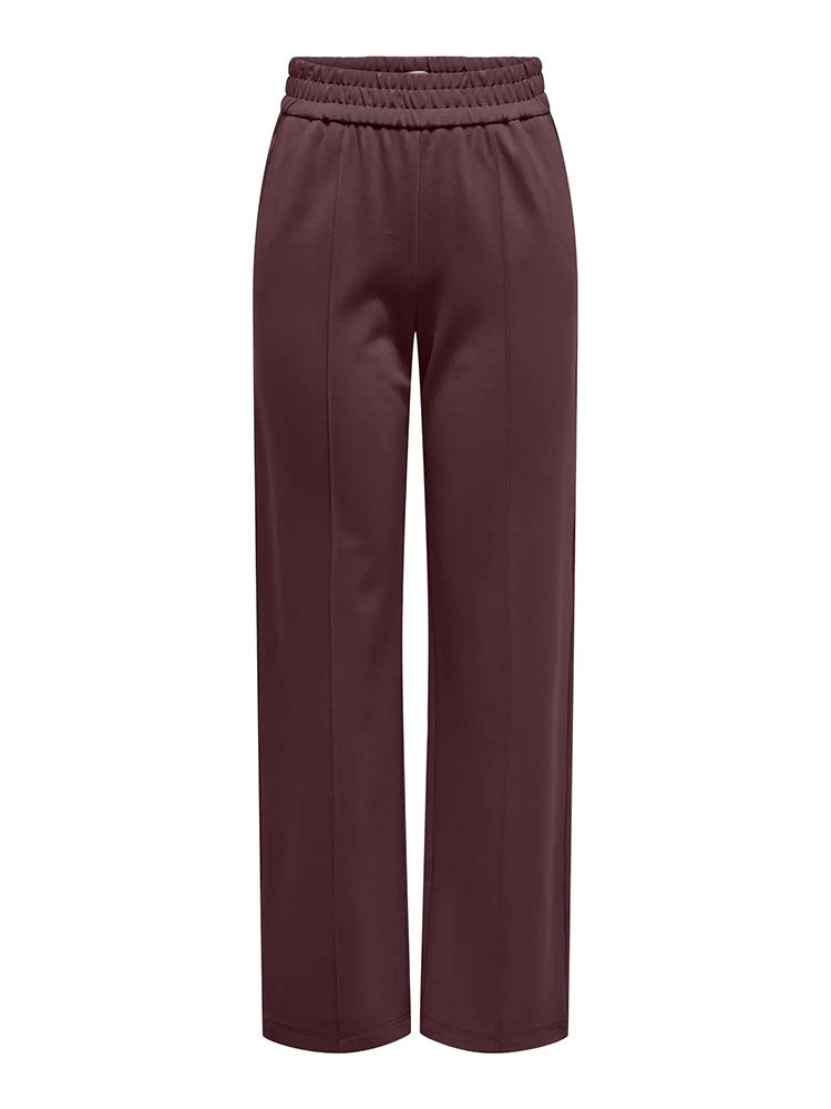 Onlpoptrash-Suki Mid Waist Wide Leg Trousers-Fudge