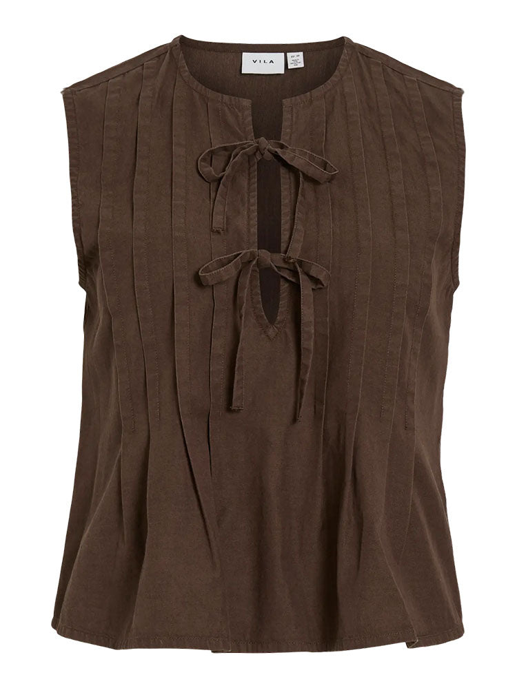 Vitevira Tiestring Top-Brown