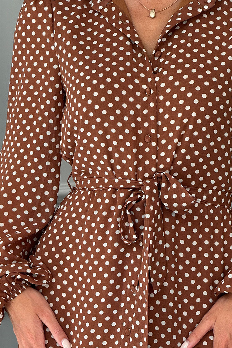 Kaya Midi Shirt Dress-Brown Spot