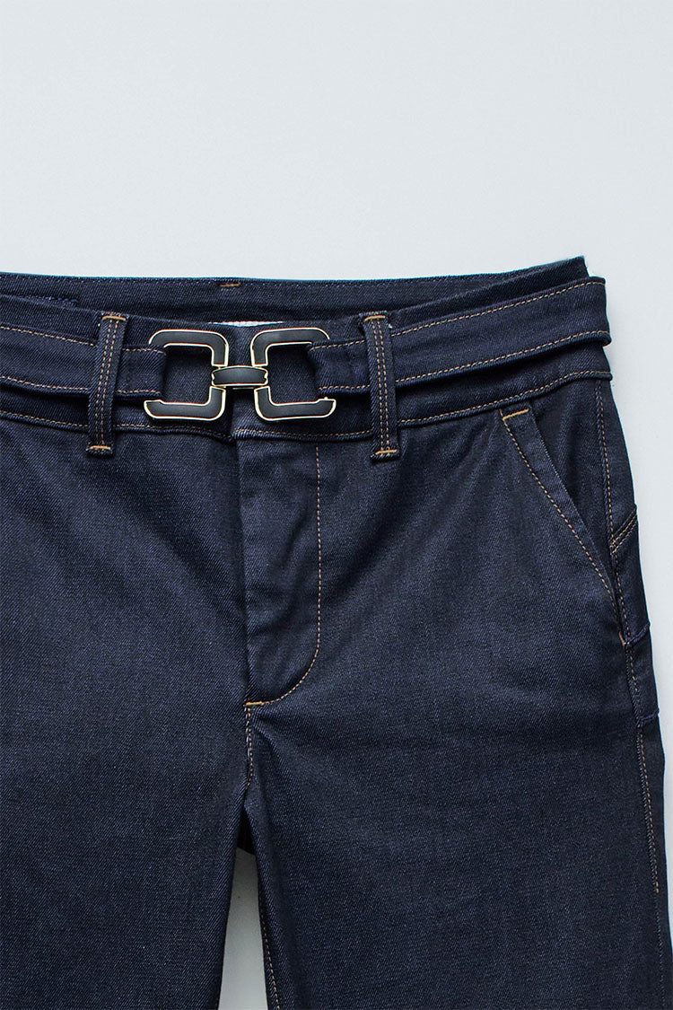Salsa Secret Chino Push-In Flares-Indigo Denim