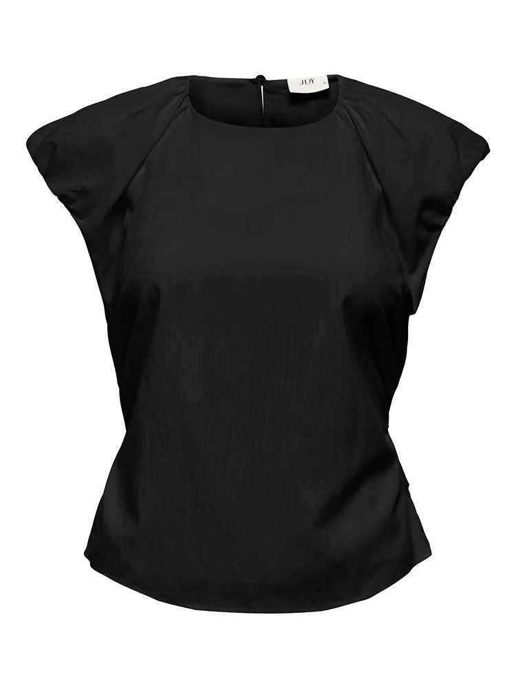 Jdytina Short Sleeve Fitted Open Back Top-Black