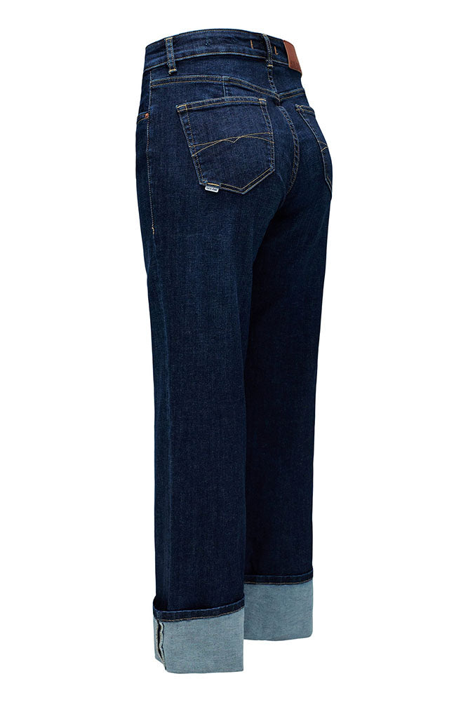 Salsa True Straight Cuffed Jeans- Dark Blue Denim