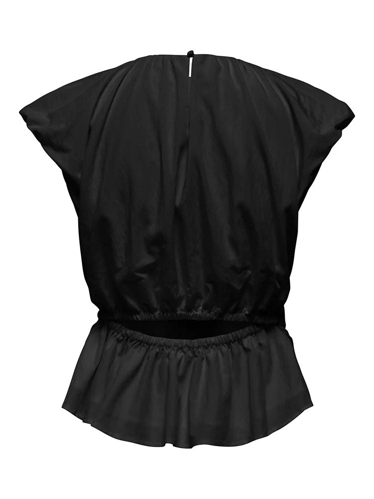 Jdytina Short Sleeve Fitted Open Back Top-Black