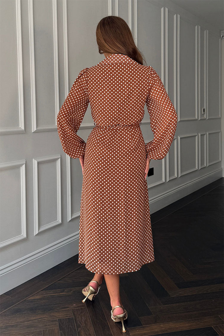 Kaya Midi Shirt Dress-Brown Spot