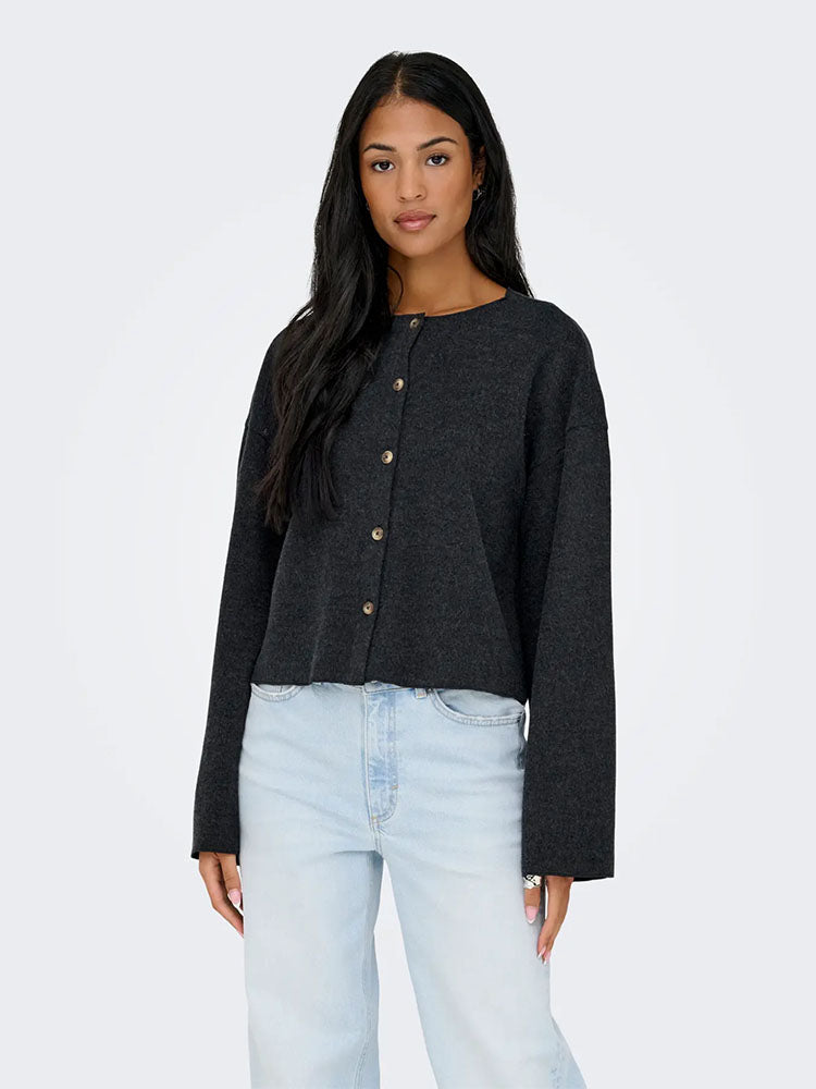 Onlmatty Loose Cardigan-Dark Grey