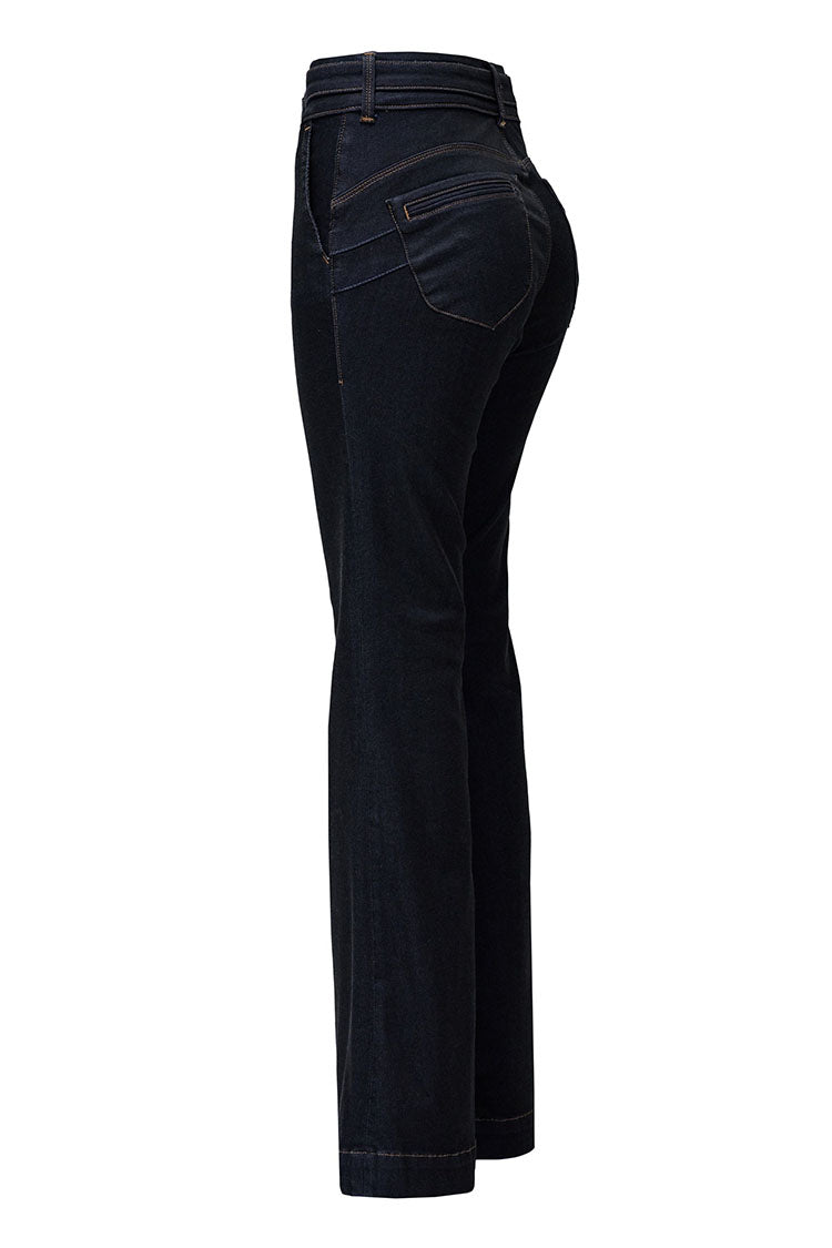 Salsa Secret Chino Push-In Flares-Indigo Denim