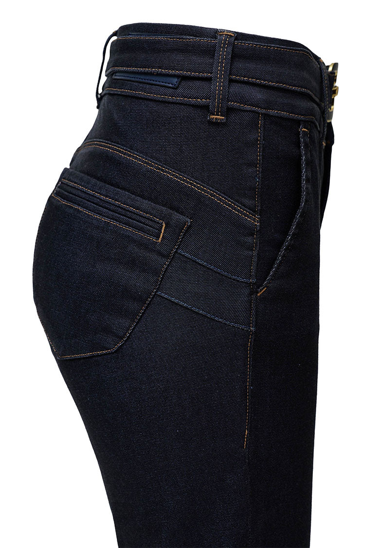 Salsa Secret Chino Push-In Flares-Indigo Denim