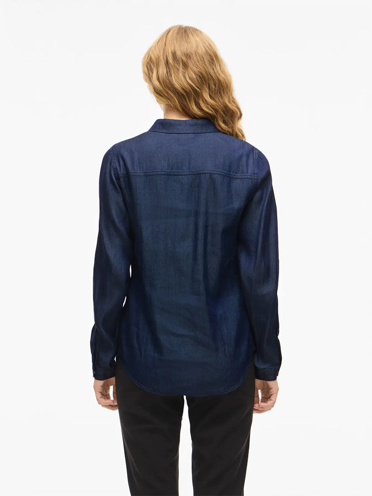 Vibista Denim Shirt-Dark Blue Denim