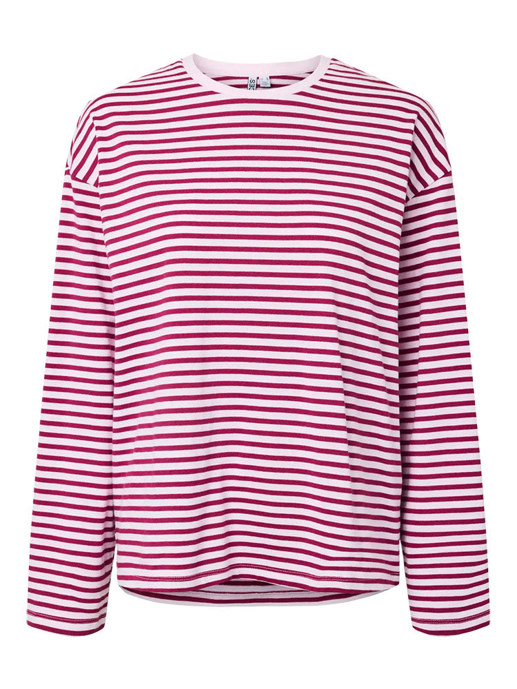 Pcselma Long Sleeve Top-Red/Pink Stripe