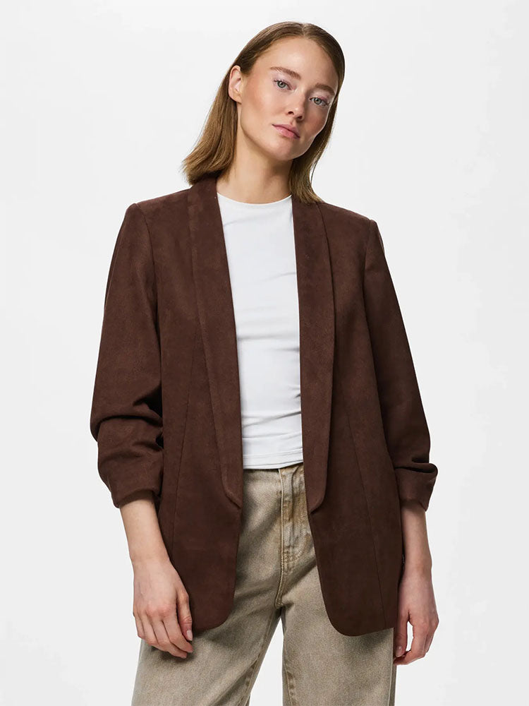 Pcbosella Faux Suede Blazer-Chicory Coffee