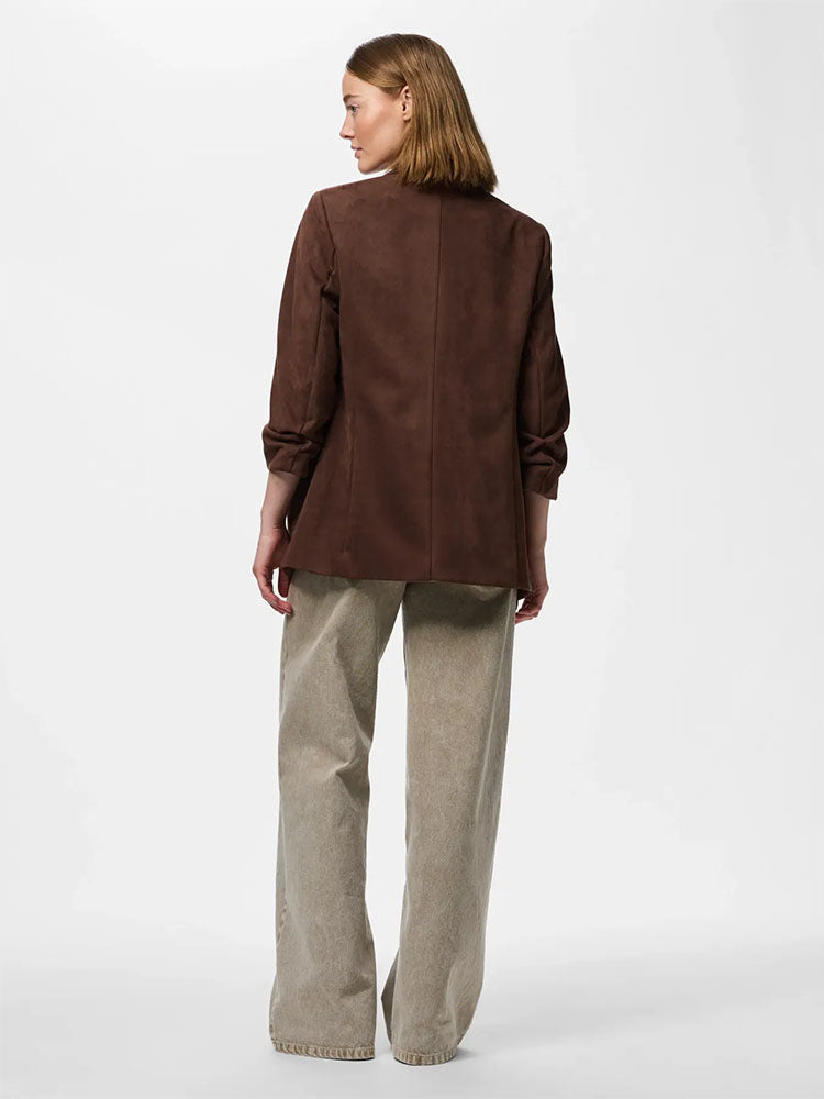 Pcbosella Faux Suede Blazer-Chicory Coffee