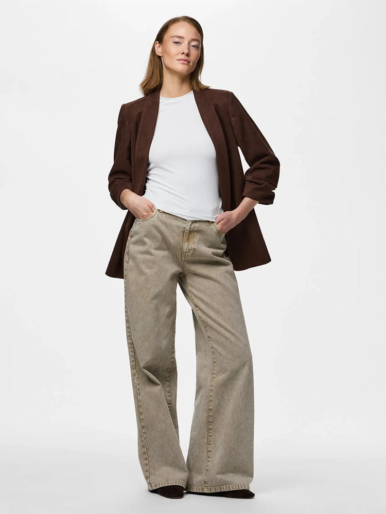 Pcbosella Faux Suede Blazer-Chicory Coffee