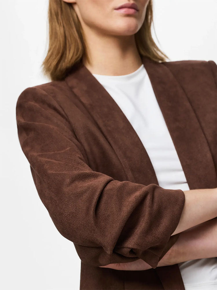 Pcbosella Faux Suede Blazer-Chicory Coffee
