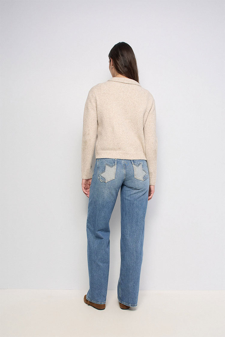 Salsa Wool Blend Knit Collar Sweater