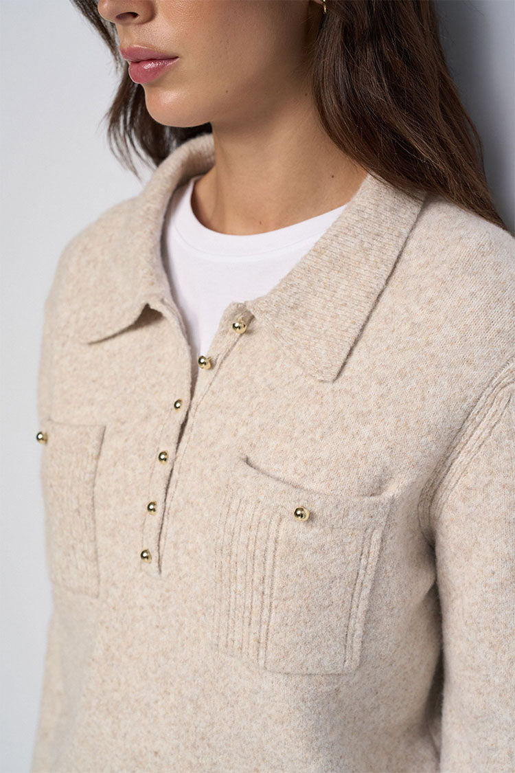 Salsa Wool Blend Knit Collar Sweater