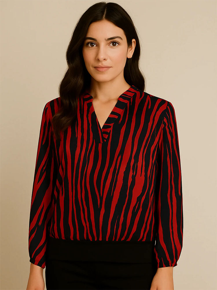 Kate &amp; Pippa Bella Band Top In Red/Black Print