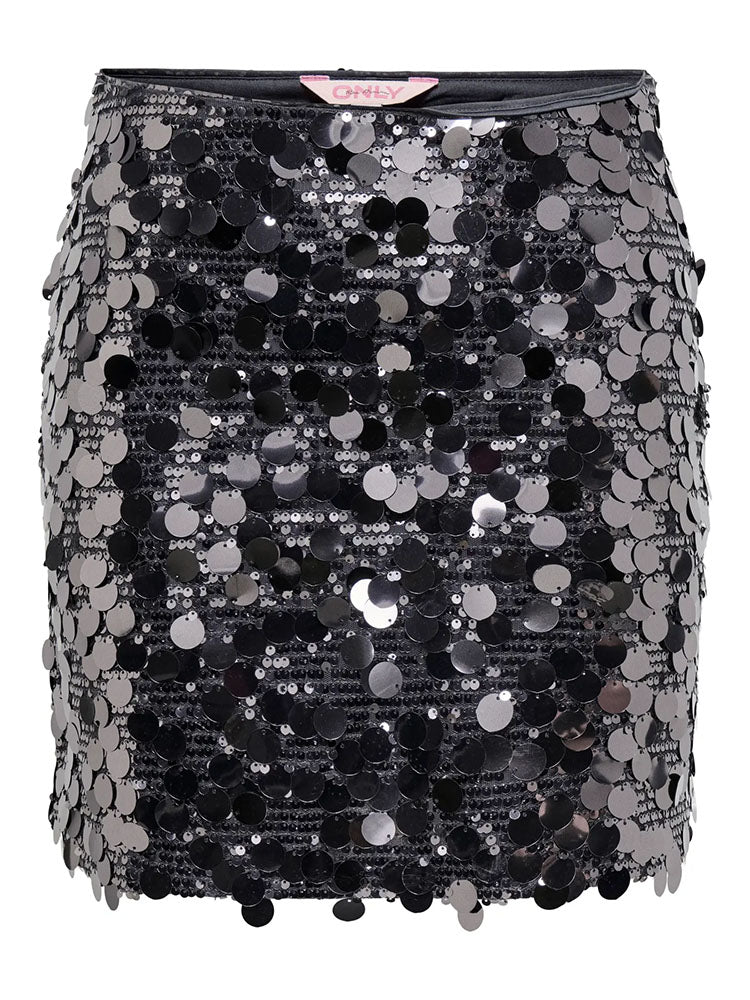 Onljadel Sequin Skirt-Silver