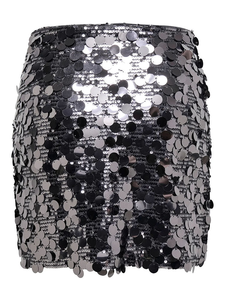 Onljadel Sequin Skirt-Silver