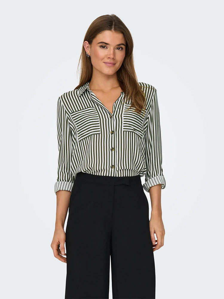 Onlyasmin Shirt-Grape/White Stripe
