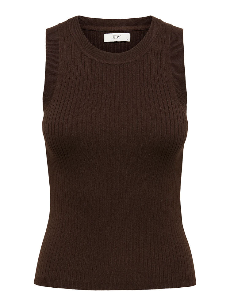 Jdyaya Ribbed Knit Tank Top-Chocolate