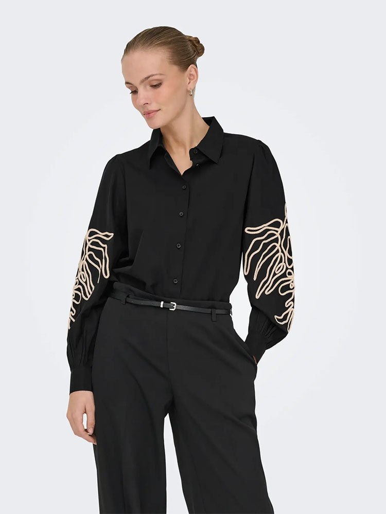 Jdyarielle Embroidery Shirt-Black/Cream