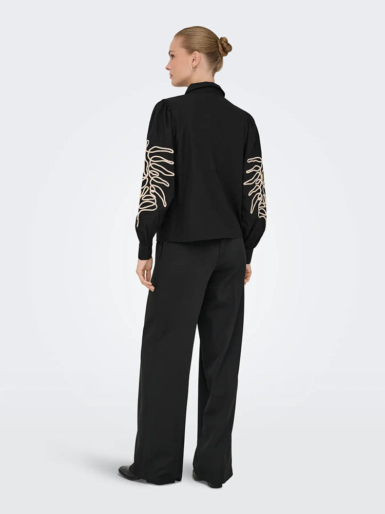 Jdyarielle Embroidery Shirt-Black/Cream