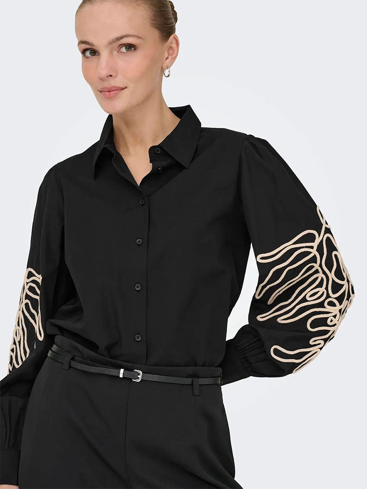 Jdyarielle Embroidery Shirt-Black/Cream