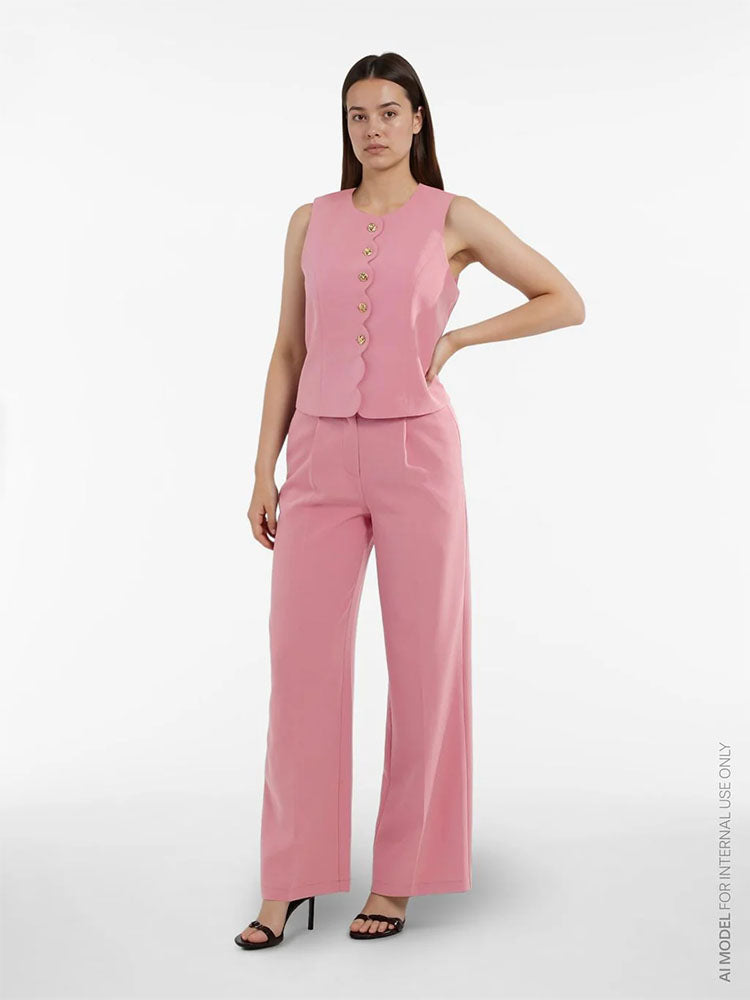 Viiris High Waist Tailored Trousers-Sea Pink