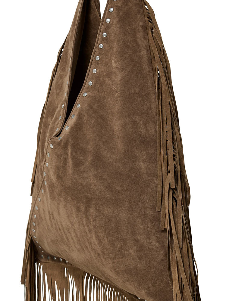 Onlsophia Fringes Faux Suede Shoulder Bag-Brown