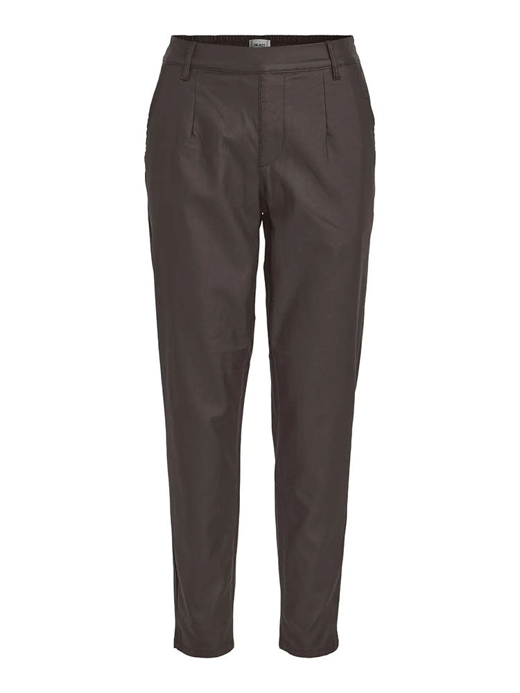 Objbelle Coated Trousers-Coffee Bean