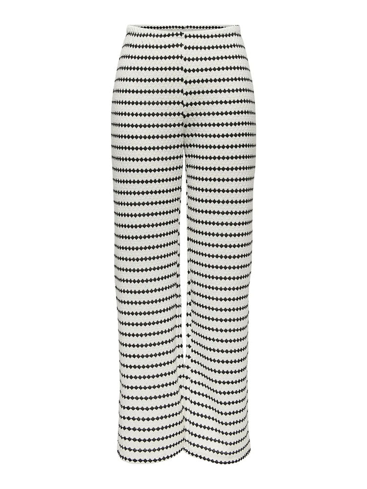 Onleva Stripe Wide Leg Trousers-Black/White