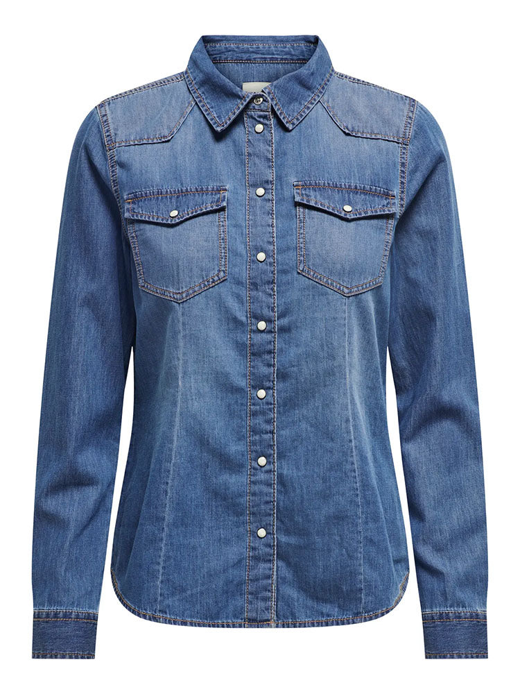 Onlalexa Denim Shirt-Medium Blue Denim