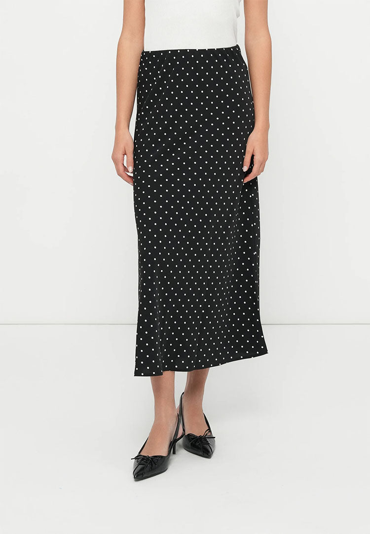 Pcfranan High Waist Ankle Skirt-Black/White Dots