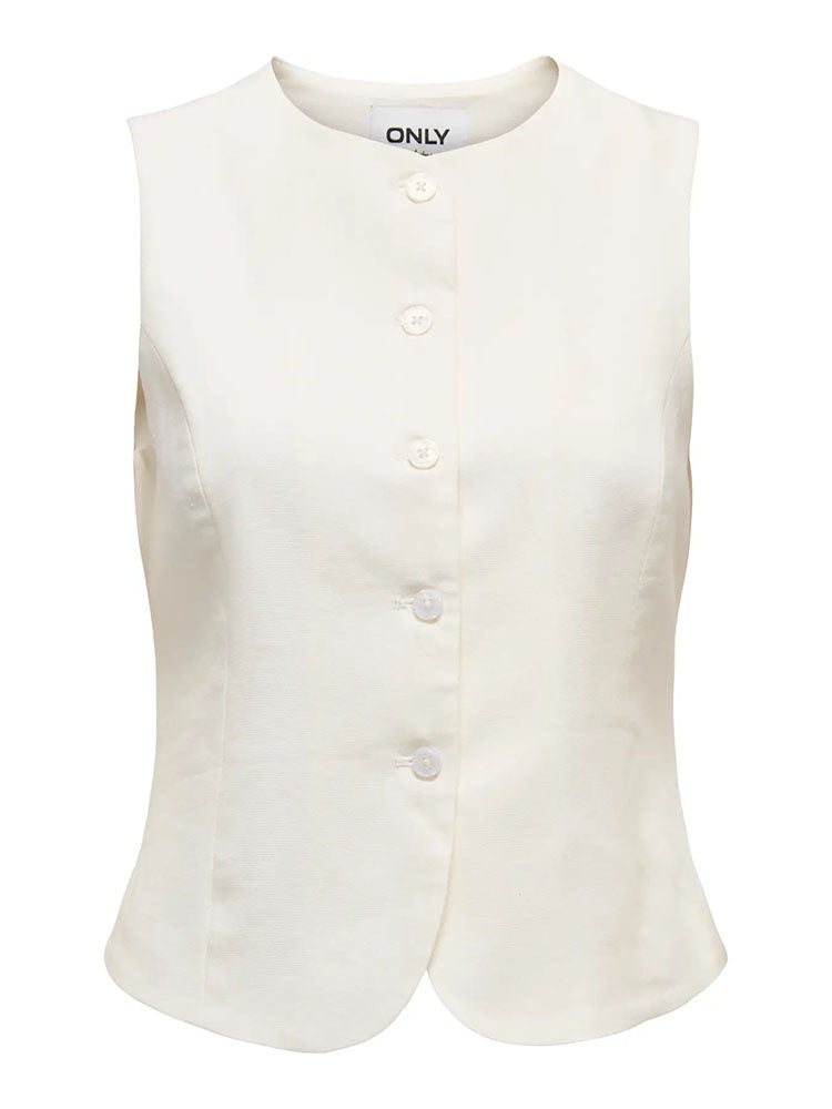 Onlgoa Linen Waistcoat-Cream