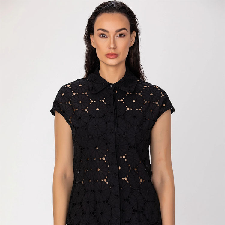 Printed Button-Front Blouse