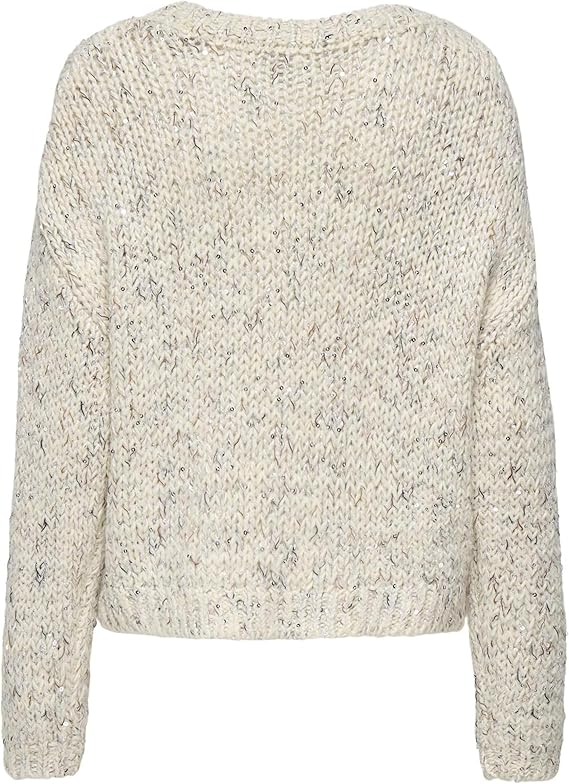Onlwinter Cream Sequins Kint Sweater