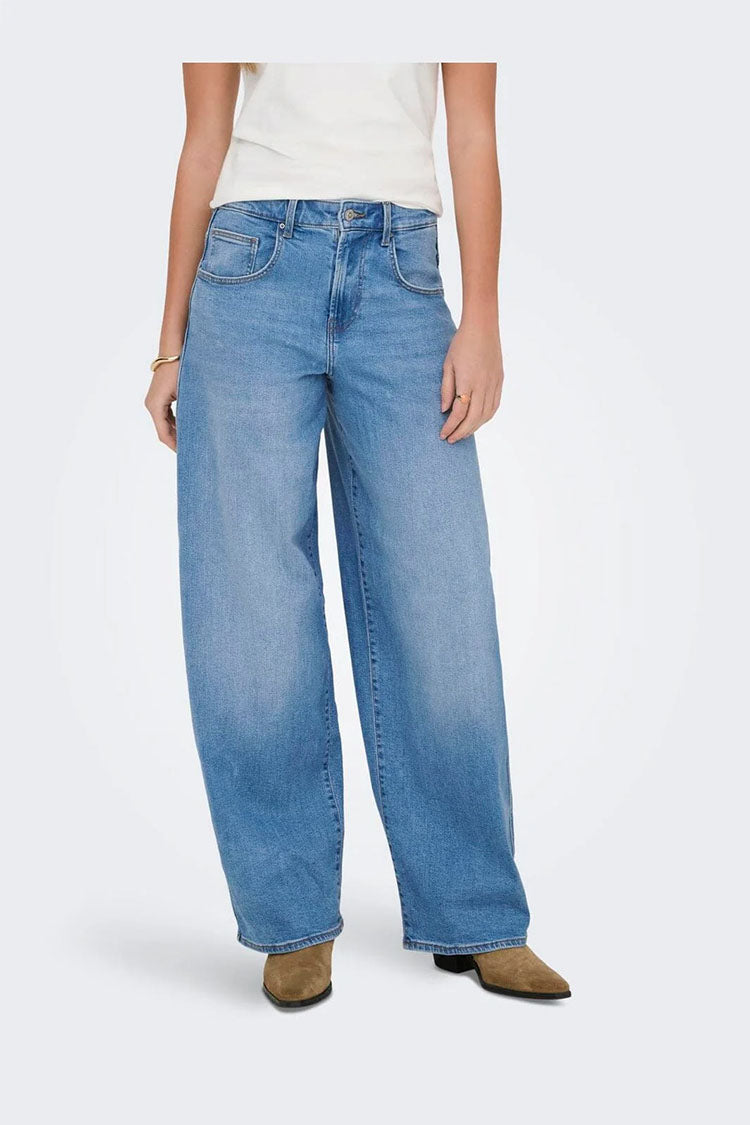 Onltamy High Waist Barrel Jeans-Light Blue Denim