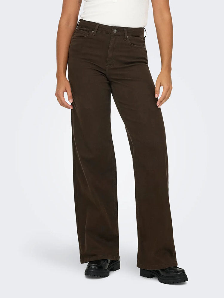 Onlmadison Blush High Waist Wide Color Jeans-Dark Brown Denim