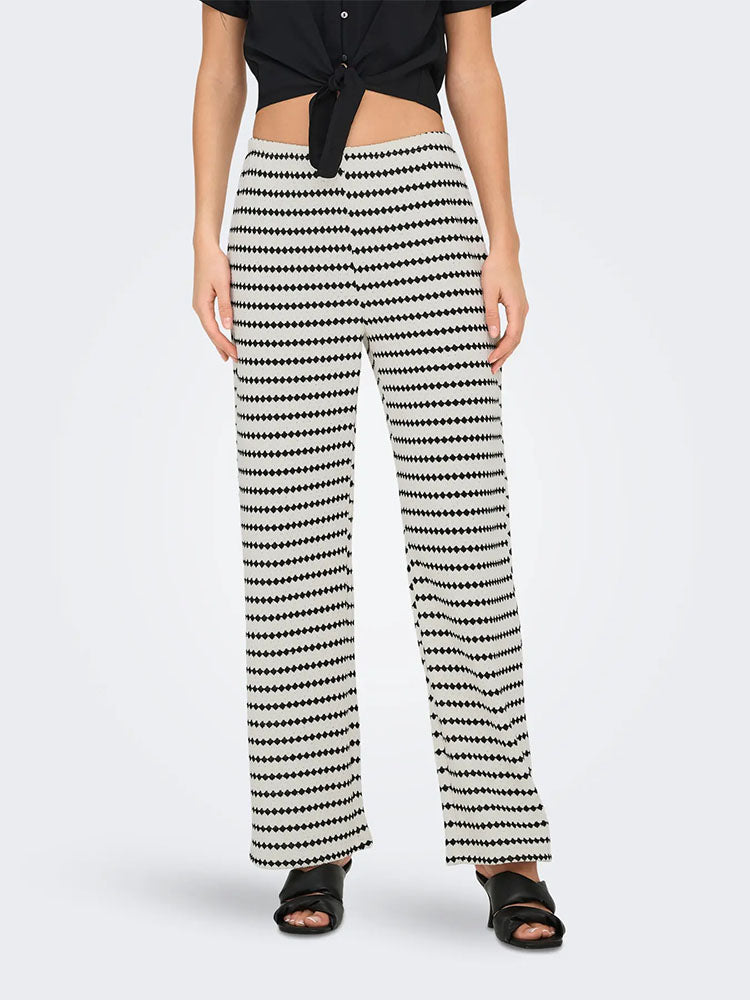 Onleva Stripe Wide Leg Trousers-Black/White