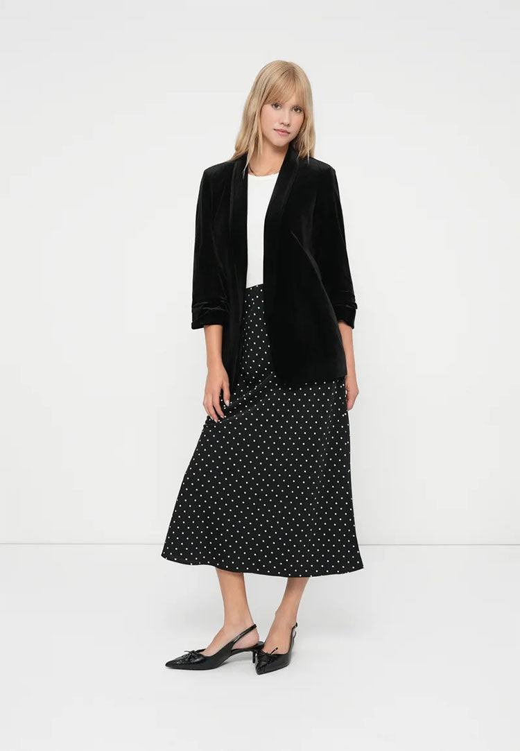 Pcfranan High Waist Ankle Skirt-Black/White Dots